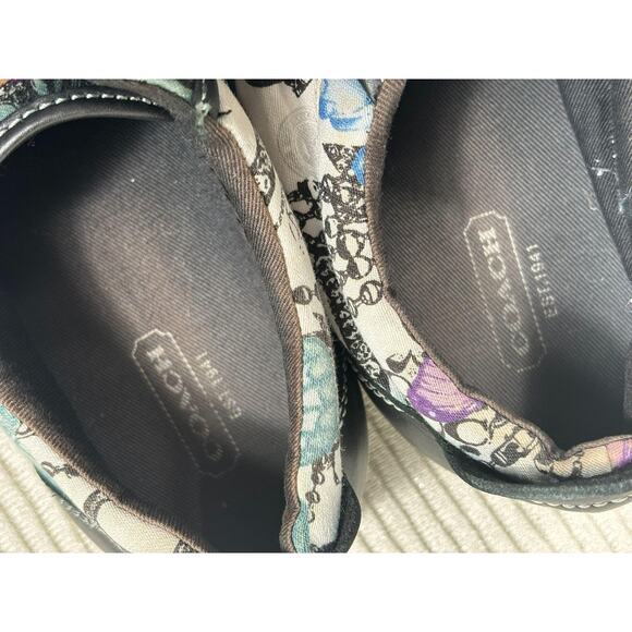 Coach Barrett Shoes Womens Size 8.5 Butterfly Print Leather Canvas Sneakers - Picture 7 of 10